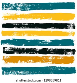 black brush strokes set backgrounds. Paint lines grunge collection. Set of black grungy hand painted brush strokes isolated on white. Abstract ink texture, design elements. - Vector