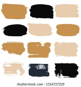 black brush strokes set backgrounds. Paint lines grunge collection. Set of black grungy hand painted brush strokes isolated on white. Abstract ink texture, design elements. - Vector