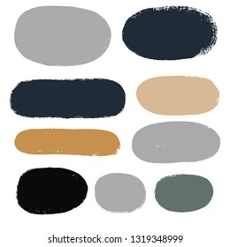 black brush strokes set backgrounds. Paint lines grunge collection. Set of black grungy hand painted brush strokes isolated on white. Abstract ink texture, design elements. - Vector