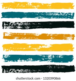 black brush strokes set backgrounds. Paint lines grunge collection. Set of black grungy hand painted brush strokes isolated on white. Abstract ink texture, design elements. - Vector