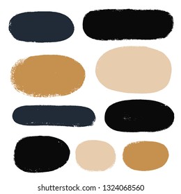 black brush strokes set backgrounds. Paint lines grunge collection. Set of black grungy hand painted brush strokes isolated on white. Abstract ink texture, design elements. - Vector