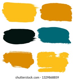 black brush strokes set backgrounds. Paint lines grunge collection. Set of black grungy hand painted brush strokes isolated on white. Abstract ink texture, design elements. - Vector