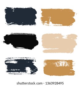 black brush strokes set backgrounds. Paint lines grunge collection. Set of black grungy hand painted brush strokes isolated on white. Abstract ink texture, design elements. - Vector