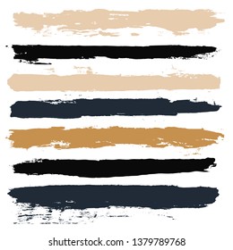 black brush strokes set backgrounds. Paint lines grunge collection. Set of black grungy hand painted brush strokes isolated on white. Abstract ink texture, design elements. - Vector