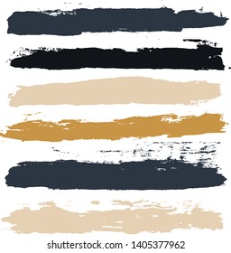 black brush strokes set backgrounds. Paint lines grunge collection. Set of black grungy hand painted brush strokes isolated on white. Abstract ink texture, design elements. - Vector