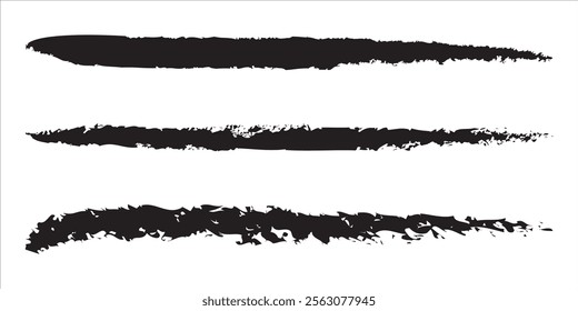 Black brush strokes set, grunge paint. Vector illustration. Distress texture banners collection . isolated on white and black background. EPS 10
