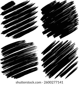 black brush strokes set vector art