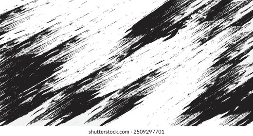 Pincel preto traça ilustração vetorial, textura grunge abstrata no fundo branco.