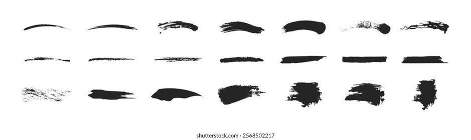 Black brush strokes vector illustration, set of grunge black paint. Paintbrush strokes and ink smear stains