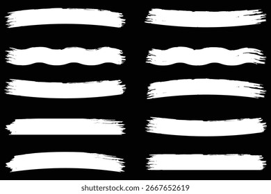 Black brush strokes vector illustration, abstract grunge texture on white background. Artistic design element, paint smear, ink splatter, creative graphic element. pictogram shape brushes eps 10