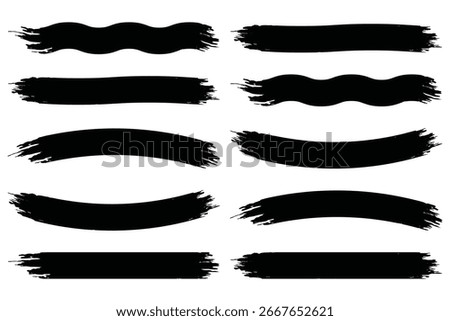 Black brush strokes vector illustration, abstract grunge texture on white background. Artistic design element, paint smear, ink splatter, creative graphic element. pictogram shape brushes eps 10