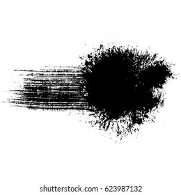 Black brush strokes, vector object for background. Impression of an artistic brush, isolated. Smears in ink.