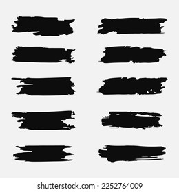 Black brush strokes. Vector paintbrush set. Grunge texture