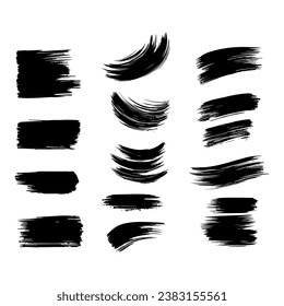 Black brush strokes. Vector paintbrush set. Grunge design elements.