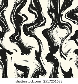 Black brush strokes vector seamless background. Hand-drawn curved and wavy lines with grunge-style circles. A chaotic ink brush carcasses the decorative texture. Dirty scribbles, bold lush lines.