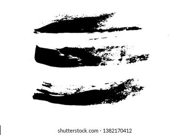 black brush strokes vector set backgrounds. Artistic lines grunge collection boxes, frames for text. Set of black grungy hand painted brush strokes isolated on white. 