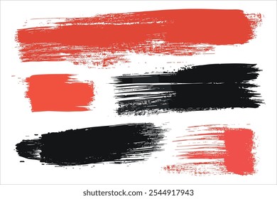 Zwarte penseelstreken Vectorset, geïsoleerde collectie