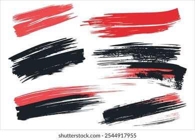 Zwarte penseelstreken Vectorset, geïsoleerde collectie