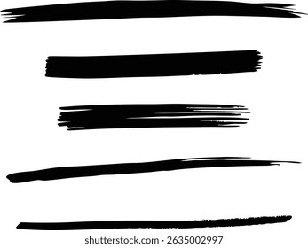 Black Brush Strokes Vector Set.