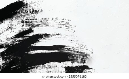 Black brush strokes. Vector brush stroke texture. Distressed uneven grunge background. Black brush strokes. Grunge texture. Vector Illustration. EPS 10.	