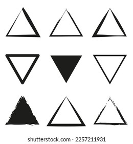 black brush triangles. Grunge texture. Vector illustration.