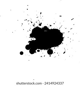black brushed ink dropped splatter splash on white background
