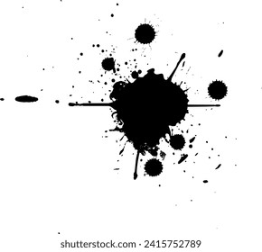 black brushed ink dropped splatter splash on white background