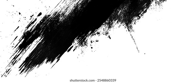 Black brushstroke against white background