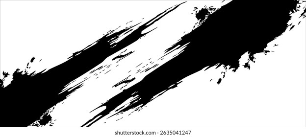 Black brushstroke against white background.art