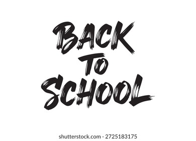 Schwarze Pinselstrich-Schriftart, die verwendet wird, um 'Back to School' auf sauberem, weißem Hintergrund zu schreiben, wodurch ein einfaches, aber effektives Design entsteht