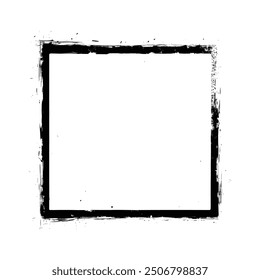 Black Brushstroke Frame on White Canvas