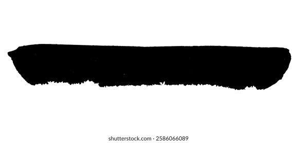 Black brushstroke, isolated on white background. Trendy grunge element for creative design.