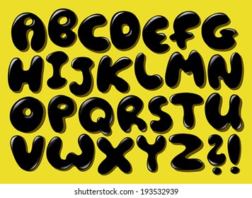 Black bubble alphabet set
