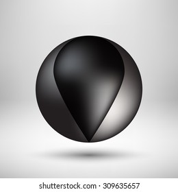 Black bubble badge, realistic button template with reflex and light background for design concepts, internet sites, UI, applications, apps, presentations and prints. Vector illustration.