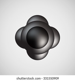 Black bubble badge, realistic button template with reflex and light background for design concepts, internet sites, UI, applications, apps, presentations and prints. Vector illustration.