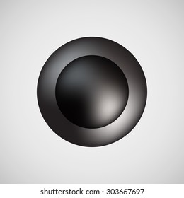 Black bubble badge, realistic icon template with reflex and light background for design concepts, internet sites, UI, applications, apps, presentations and prints. Vector illustration.