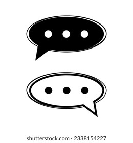 Mensaje de burbuja negra chat redes sociales contorno icono diseño vectorial plano