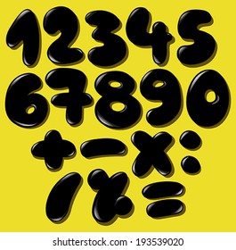 Black Bubble Numbers Set