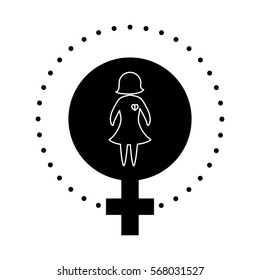 black bubble with a woman inside defense, vector illustration design