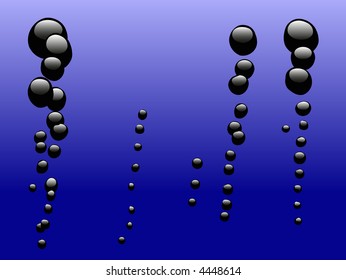 Black Bubbles rising on a Blue background - Ideal background or backdrop