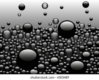 Black Bubbles rising on a dark background - Ideal background or backdrop