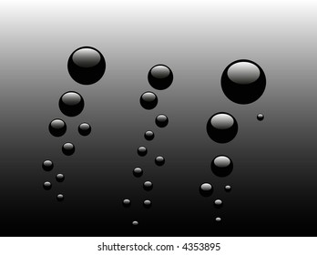 Black Bubbles rising on a dark background - Ideal background or backdrop