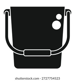 Cubo negro con la manija y gotas icono simple aislado en el fondo blanco