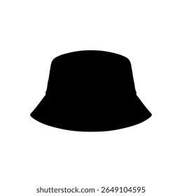 Black bucket hat silhouette vector flat illustration design.