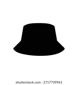 Black bucket hat silhouette vector flat design on white background.