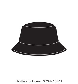 Black bucket hat silhouette vector flat desig
