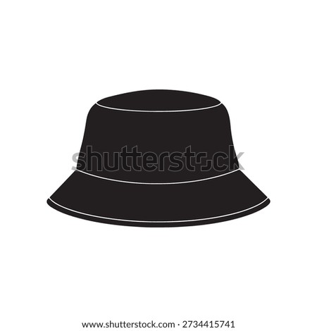 Black bucket hat silhouette vector flat desig
