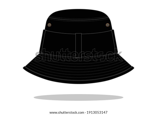 Black Bucket Hat Template On White Stock Vector (Royalty Free ...