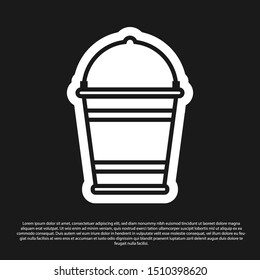 Black Bucket icon isolated on black background.  Vector Illustration