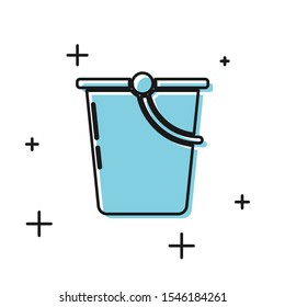 Black Bucket icon isolated on white background.  Vector Illustration